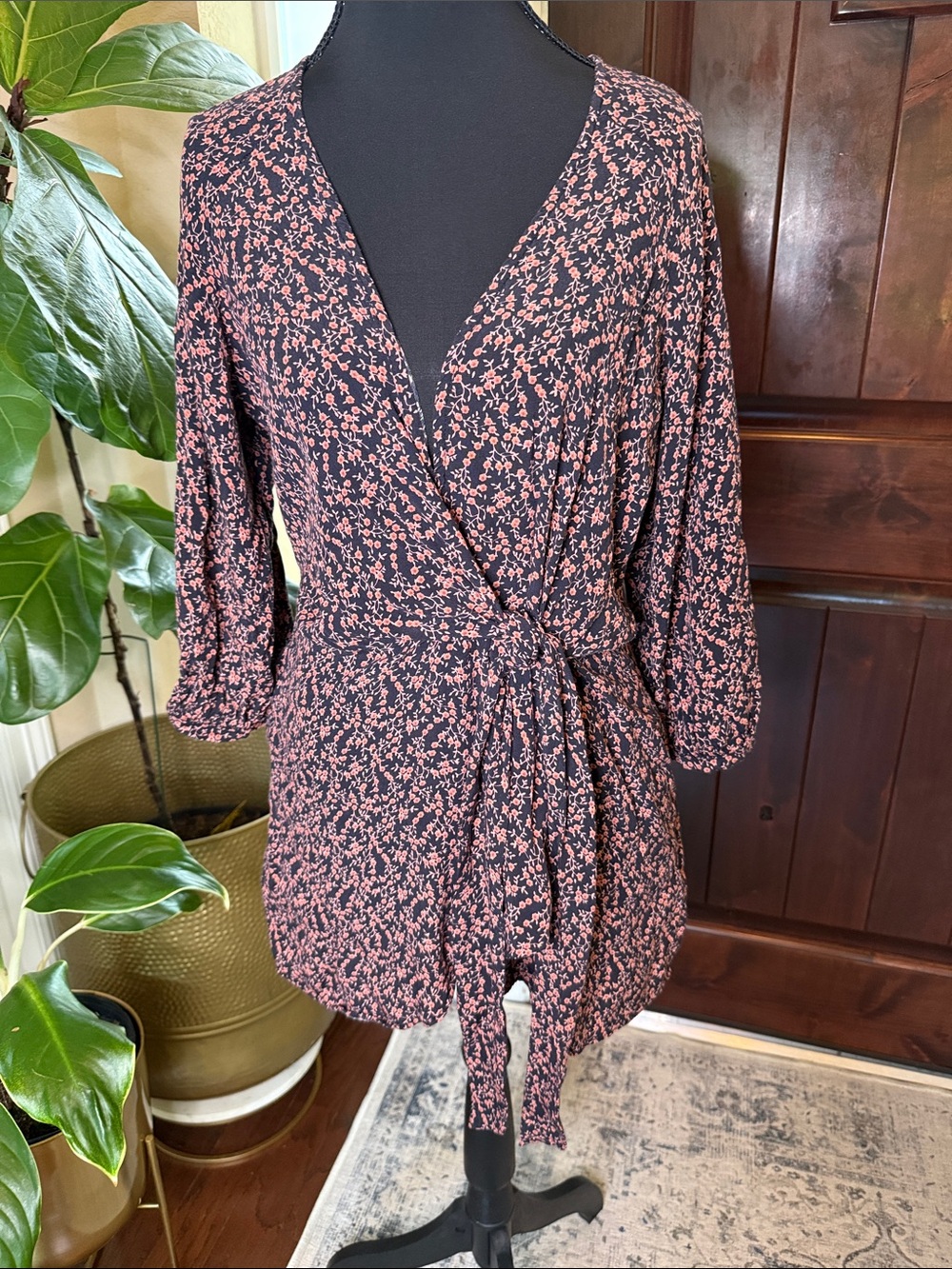 Free People Floral Tie Clara Dress/Shirt Size  S